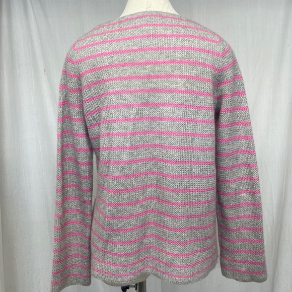 360 Cashmere Faye Gray & Pink Striped Sweater Med - Picture 4 of 9